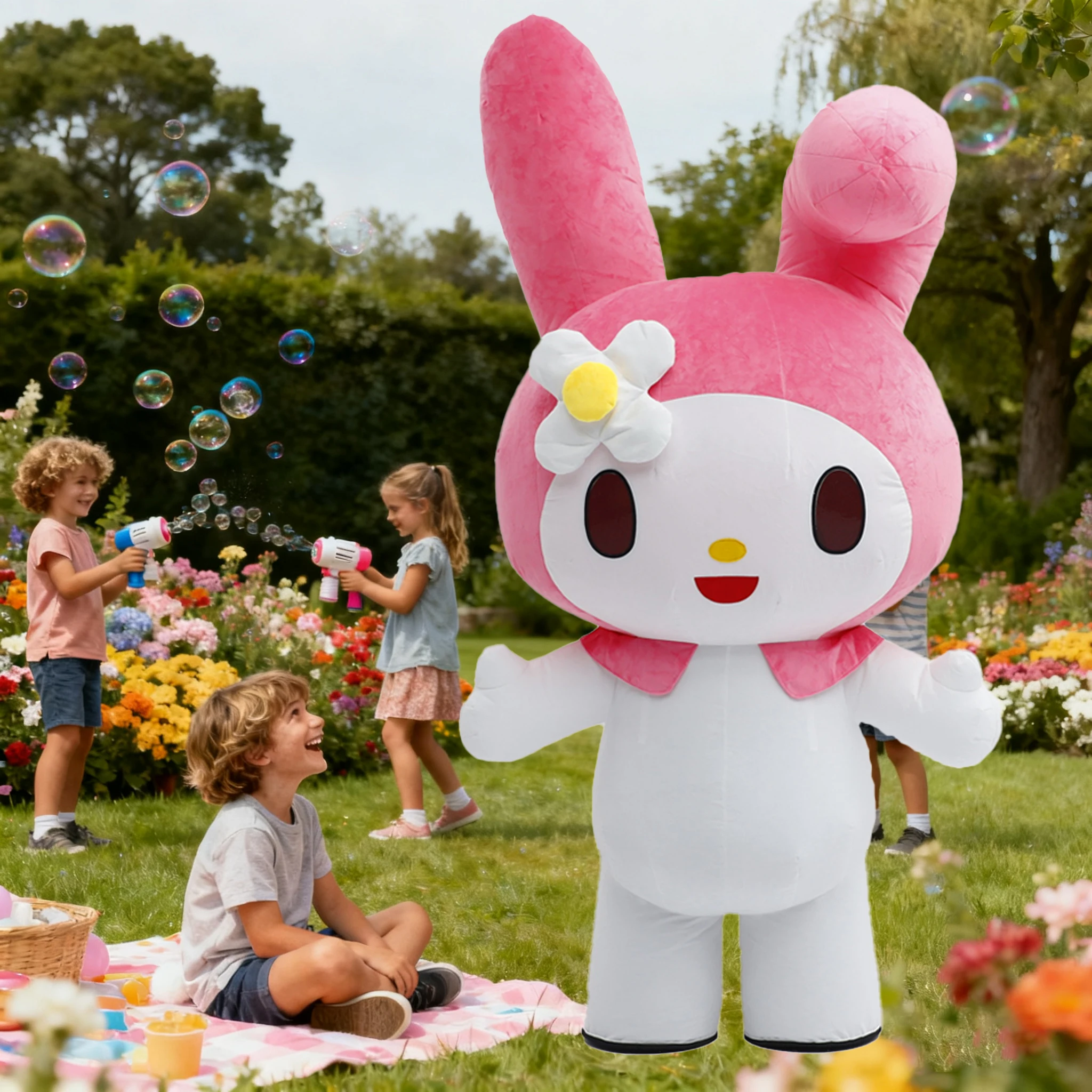 

Pink Rabbit Inflatable Costume Parade Adult Character Cosplay Animal Birthday Halloween Party Event Mascot Set