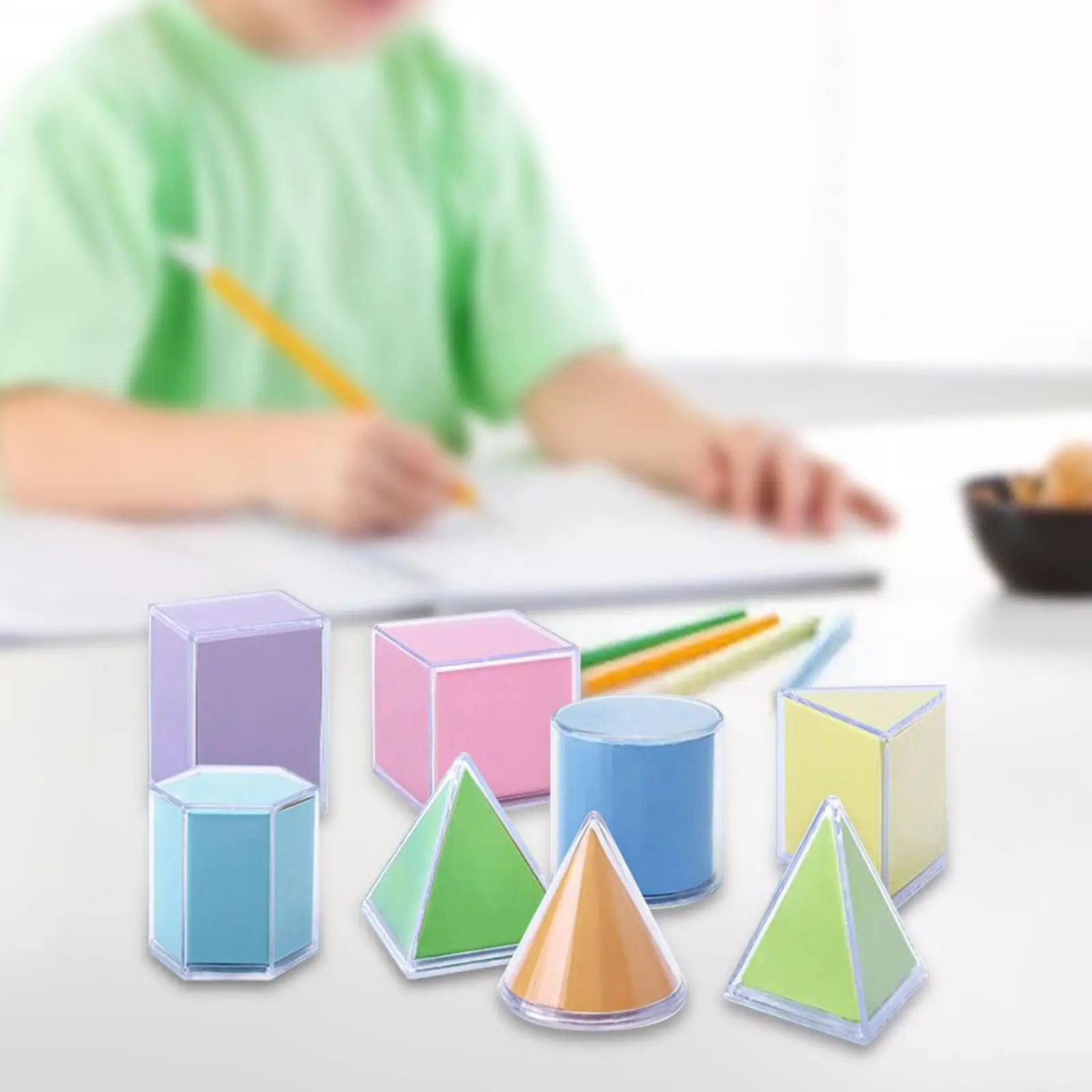 8Pcs Geometric Shape Blocks Math Toy Learning Classroom Toy for Boys Girls Homeschool Teacher Aids Teacher Supplies Math Games