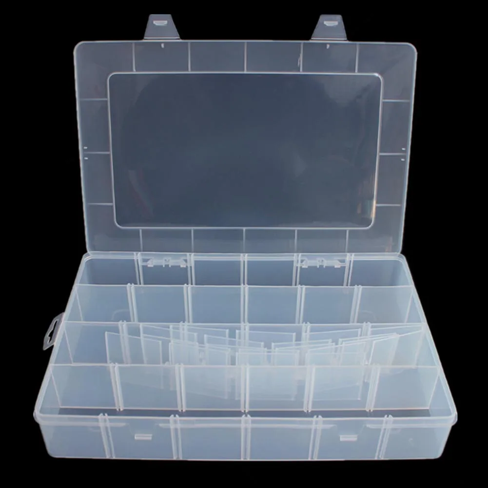 24 Grids Storage Box With Removable Grids Transparent Plastic Storage Box Jewelry Beads Pill Screw Organizer Home Storage Tool