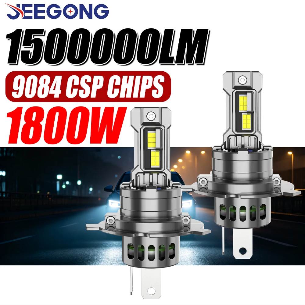 

1800W H4 LED Headlight 2000000LM HB2 9003 High Power CANBUS Led Car Lights Bulb Plug And Play Wireless With Fan Turbo Lamp 6000K