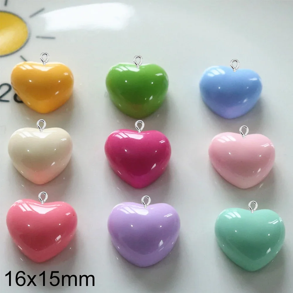 10PCS Shiny 16x15mm Heart Series Flatback Charms For Earrings Bracelet Hairpin DIY Jewelry Pendants Decoration Accessories