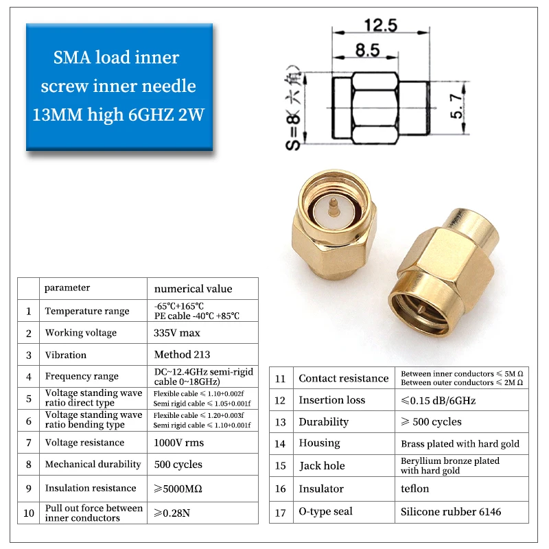 2/10/20pcs 2W 6GHz 50 ohm SMA Male RF Coaxial Termination Dummy Load Gold Plated Cap Connectors Accessories