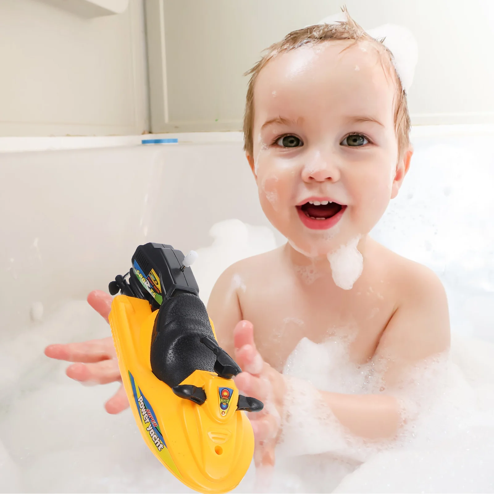 

3 Pcs Wind Up Motorboat Bath Toys Plastic Cartoon Shape Floating Toy for Bathtub Water Play Toddler Shower Gifts