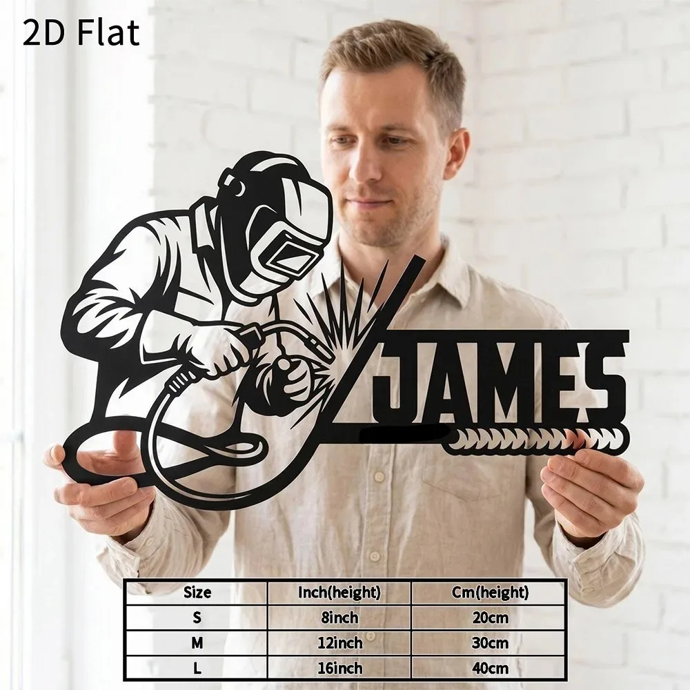 CIFbuy Rustic Welding Custom Name Metal Plaque, Pre‑Drilled Holes, Man Cave Garage Decor Gift