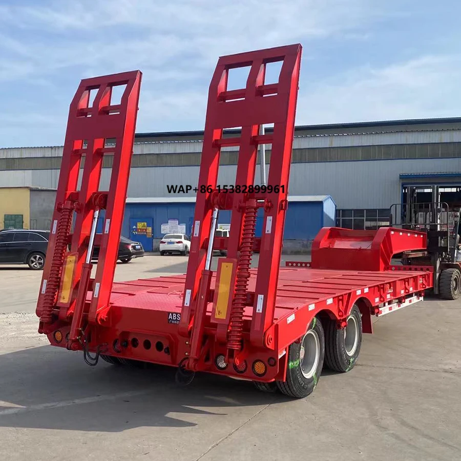 Lowboy Lowbed Semi Trailer with Ramp 2-4 Axles 40-100 Ton Capacity Steel Material Manufactured in China Truck Trailer