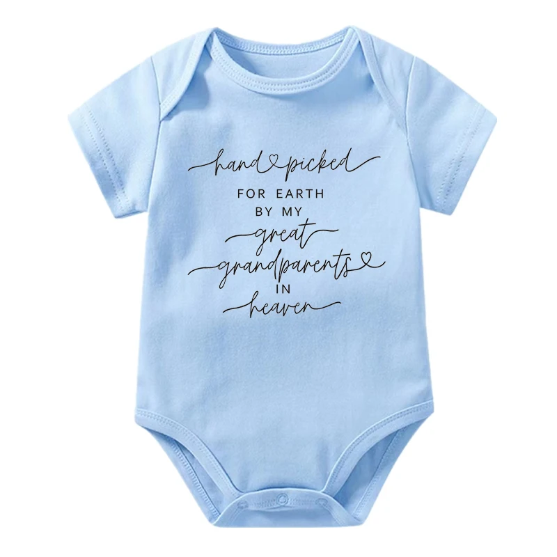 New Hand Picked For Earth By My Great Grandparents in Heaven Baby Rompers Boys Girls Bodysuits Clothes Baby Shower Gift