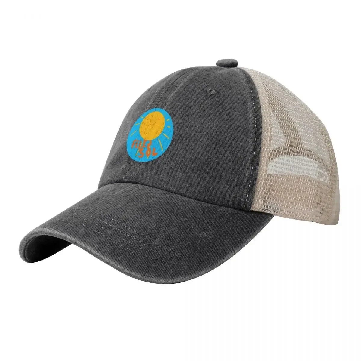 

feliz sol Cowboy Mesh Baseball Cap custom Hat Sunscreen Woman Men's