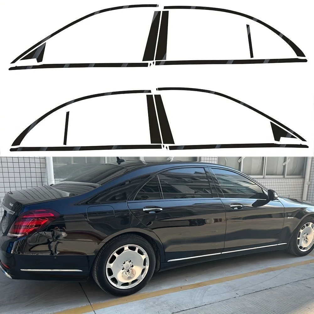 

For Mercedes S-Class W222 2014-2020 PVC Glossy Black Car Window Decorative Strip Stickers Car Exterior Protection Accessories