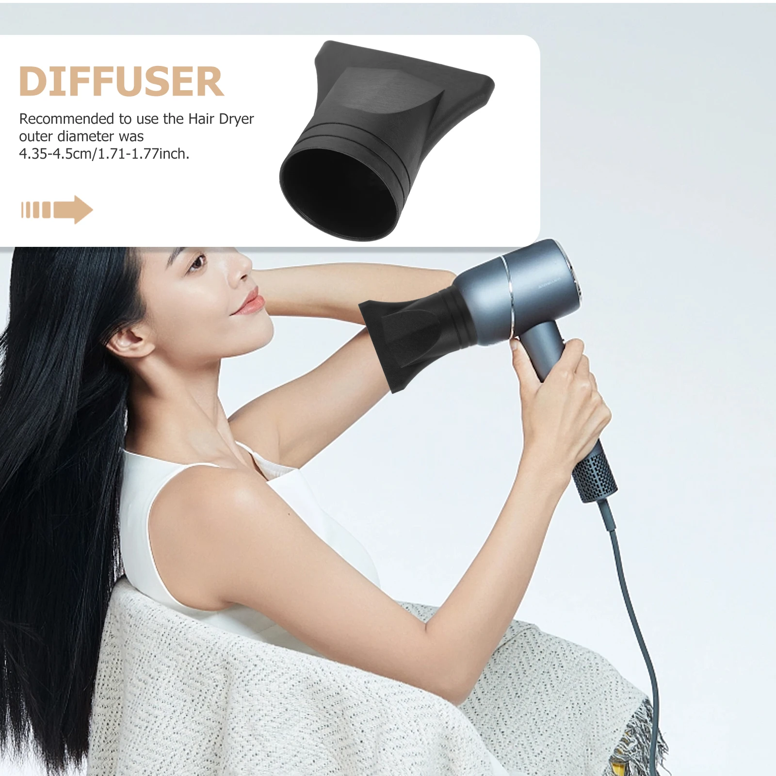 

3pcs Universal Hair Dryer Nozzle Replacement Black Plastic Diffuser 4.35-4.5cm Styling Tool High Temp Resistant Sleek Shiny Hair