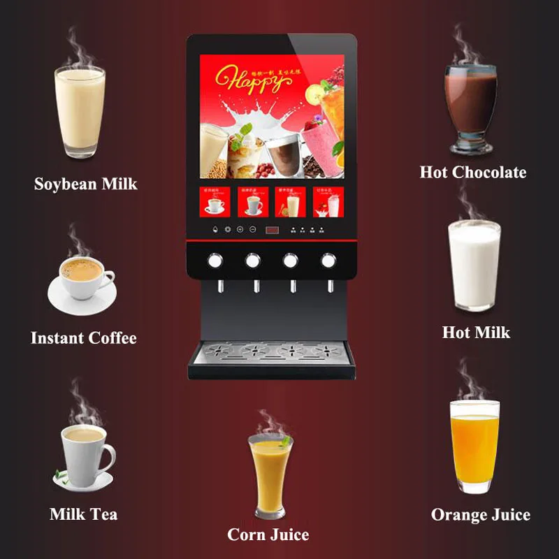 

2026 Hot Sale Four Flavors Instant Coffee Maker Commercial Milk Vending Machine Fully Automatic Soy Milk Machine For Coffee