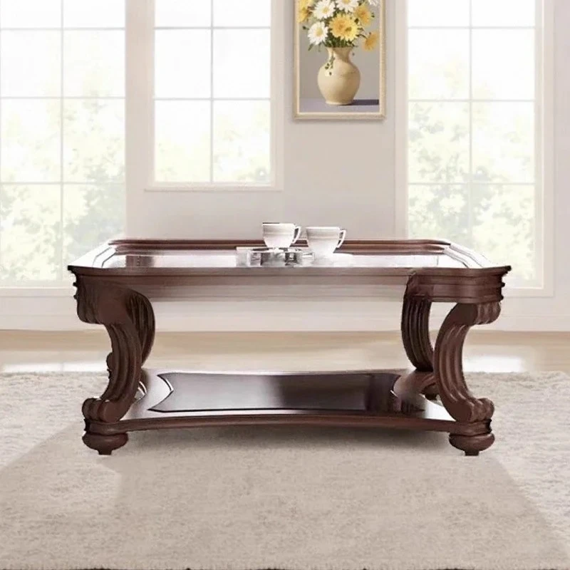 Square coffee table villa living room home peach blossom heart retro old coffee table TV cabinet