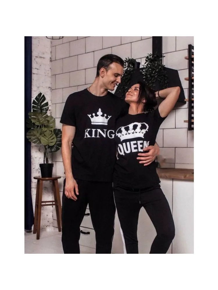 

Matching Tshirt King Queen Summer Couples Lovers T-shirt Summer Casual Short Sleeve Tees Tops Couple Tops Clothing