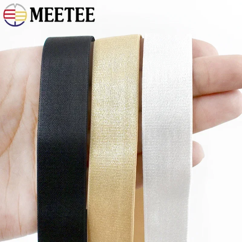 10/20/50Meter Meetee 6-30mm Nylon Elastic Bands for Underwear Shoulder Strap Bra Belt DIY Garment Rubber Tape Sewing Accessories