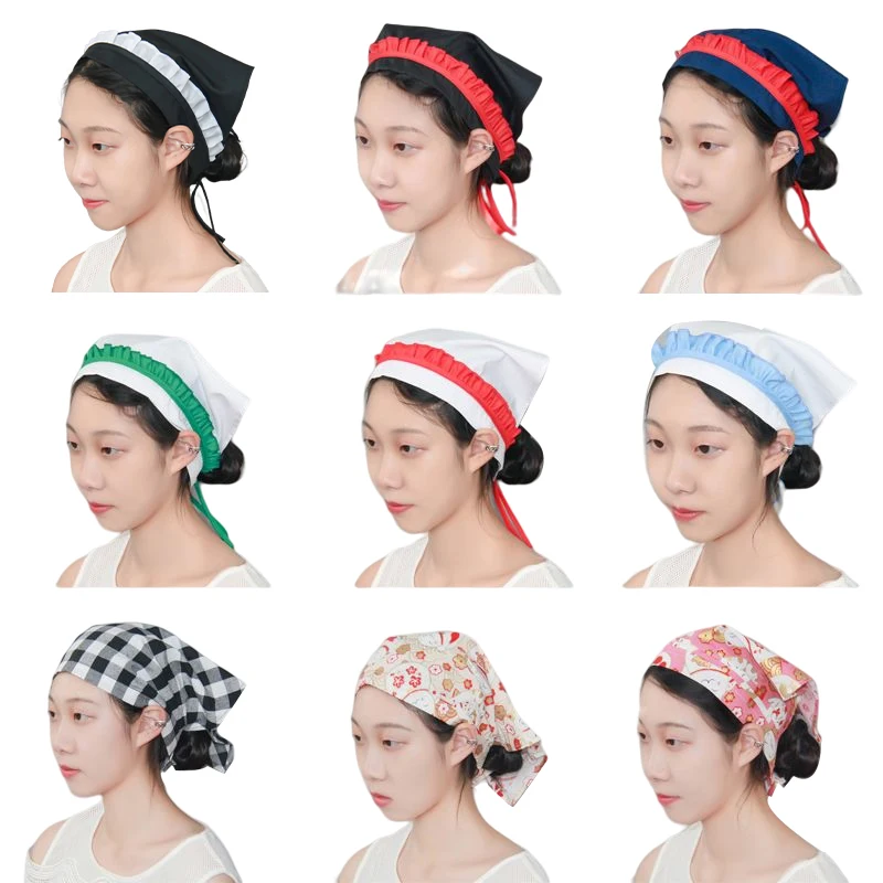 Women's Chef Hat Waiter Headscarf Japanese Izakaya Sushi Restaurant Cooking Bakery Work Cap Catering Dust Proof Sanitary Cap