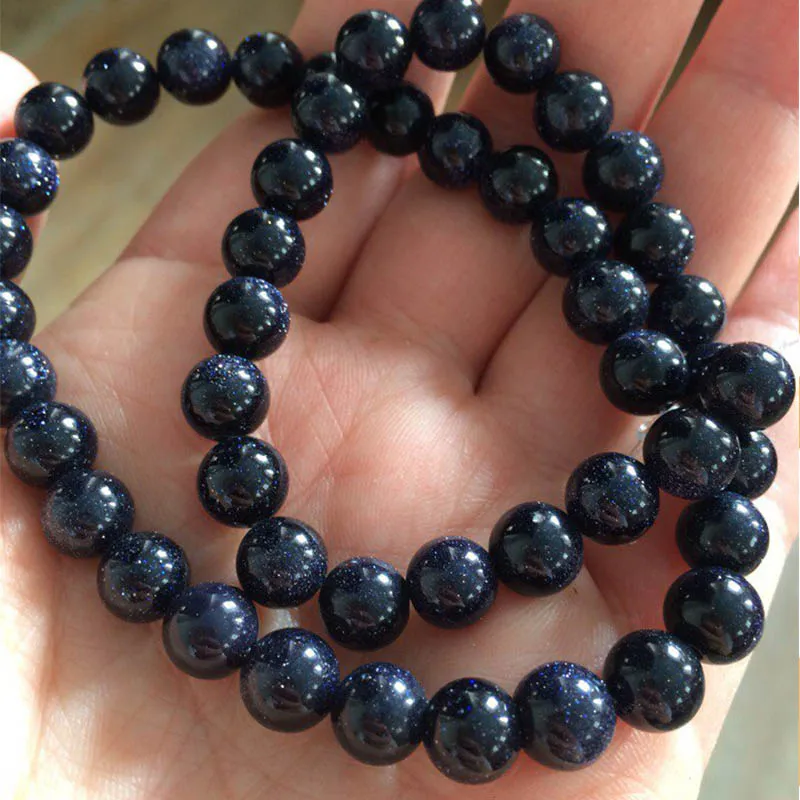 Wholesale 4/6/8/10/12/14mm Gold Color Quartz Green Blue sand Bead Loose Beads DIY Making Bracelets Earrings Jewelry Findings