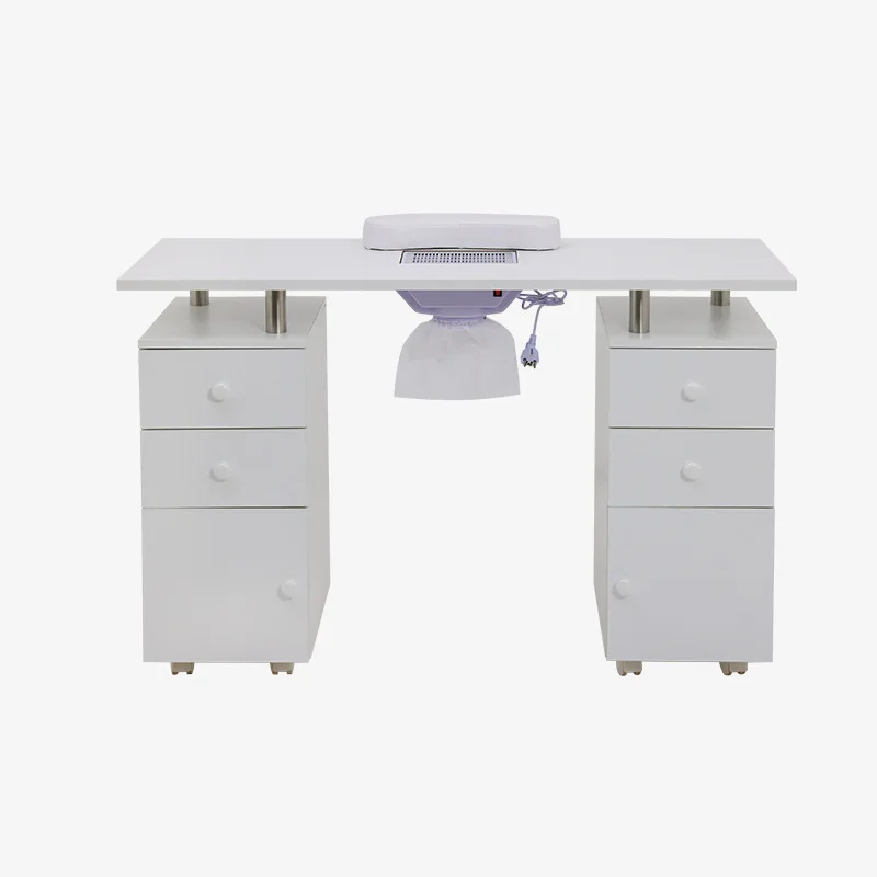 Modern Luxury Nail Desk with Dust Collector Double Wooden Manicure Table and Chair Set Beauty Salon Design for Living Room