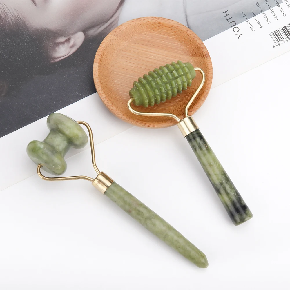 5 Types Xiu Yu Jade Roller Facial Ridged Roller Skin Massage Roller Face Massage Tools Anti Aging Wrinkles Single/Double head