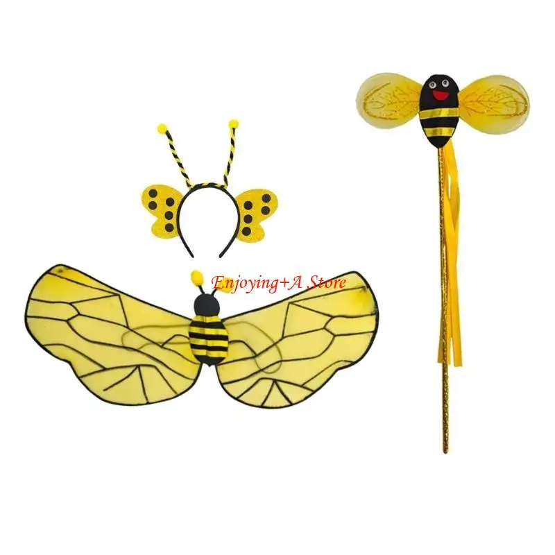 PXPB 3 Pieces Bumblebees Costume for Kids Adult Honeybee Costume Honeybee Headband for Halloween Cosplay Party Props