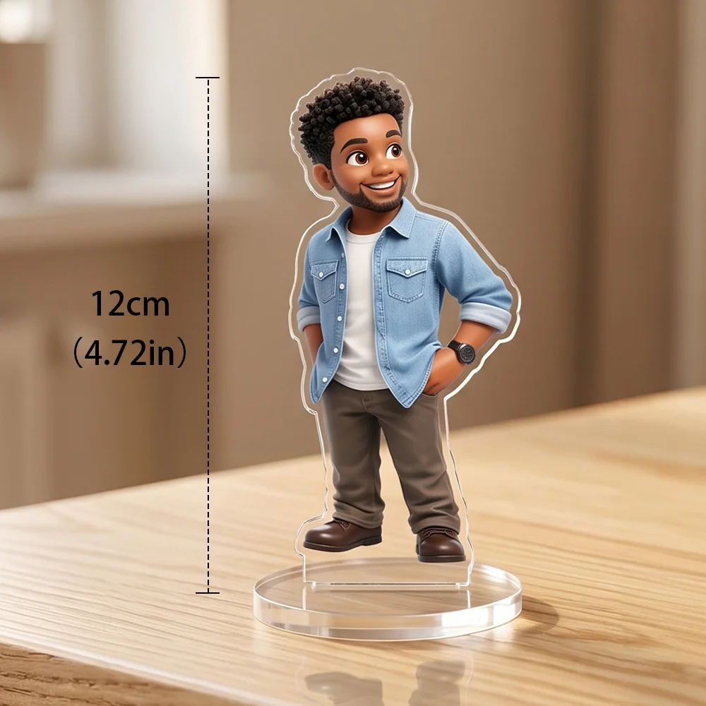 Custom Cartoon Character Acrylic Standee, Personalized Photo to 3D Cartoon Figure, Cartoon Portrait Desk Ornament,