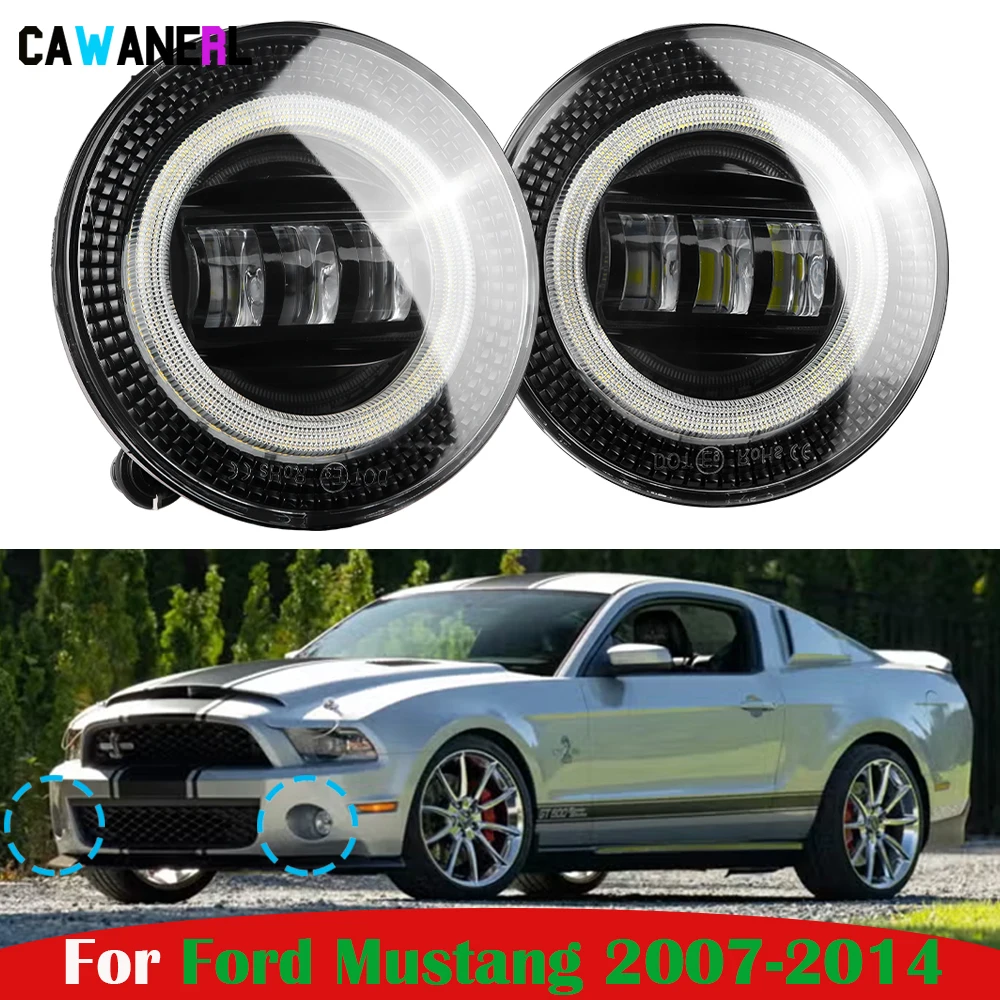 2 X Car Canbus LED Fog Light Angel Eye DRL Daytime Running Lamp 30W For Ford Mustang Bullitt, Shelby GT GT500 GT500KR 2007-2014