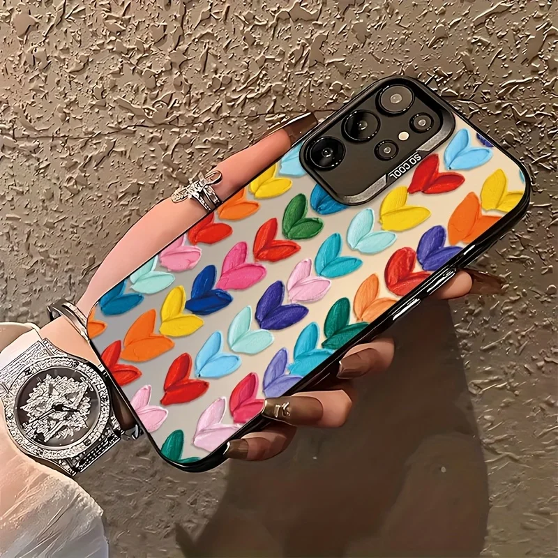 

Multi color heart-shaped phone case suitable for Samsung Galaxy S25 S24 S23 S21 S20 FE Ultra Plus 4G/5G anti drop back case