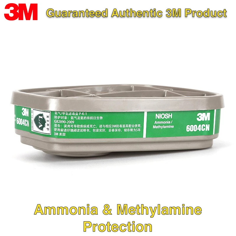 3M 6004 Ammonia Methylamine Filter Cartridge (1 Pair) NIOSH Approved for 6200 7502 6800 Half Face Respirator Mask