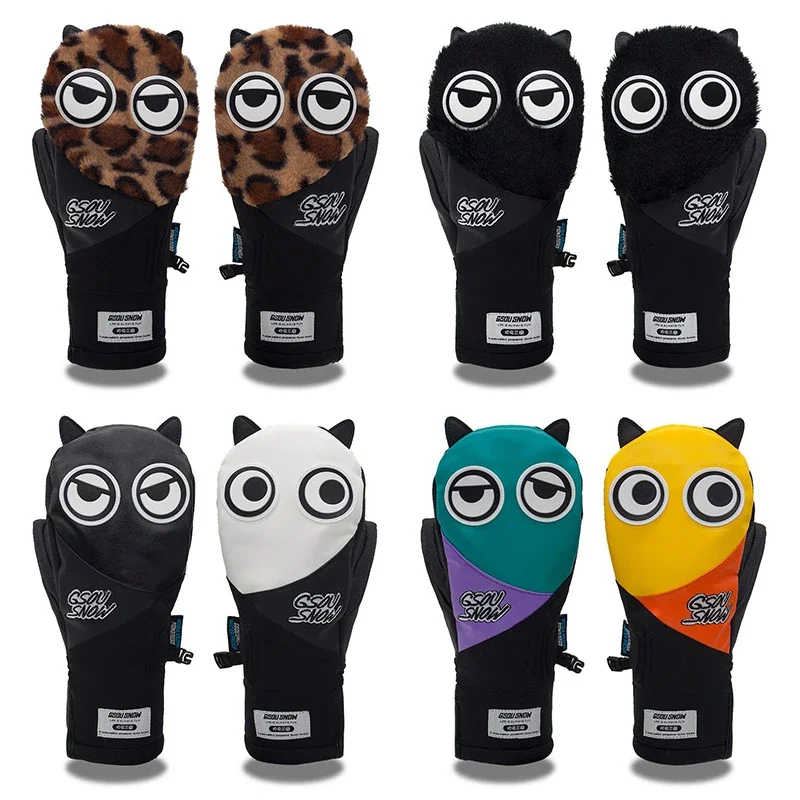 

Ski Gloves Cartoon Sports Man Cycling Mittens Winter Women Waterproof Outdoor Mountain Men Snow Glove Warm Female Mitten Clothes