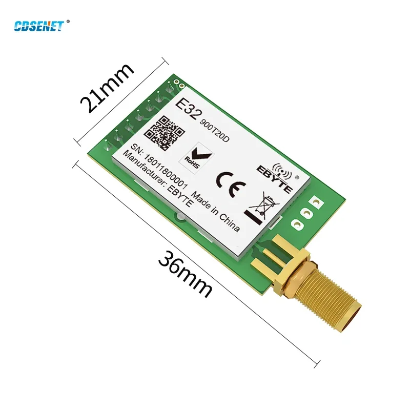 LoRa Wireless Module 868MHz 915MHz 20dBm 5.5km CDSENET E32-900T20D 5.5km Serial Port Transceiver RF Transmitter Receiver