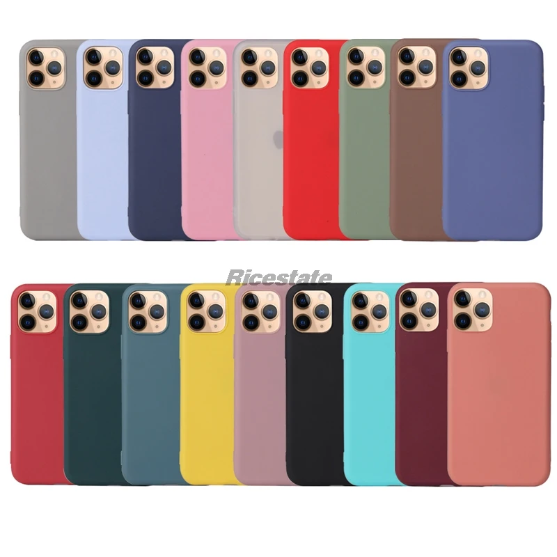 Bonita funda de teléfono mate sólida caramelo para Iphone 12 mini 11 12 Pro Xs Max Xr funda de silicona Simple para Iphone 7 6s 8 Plus funda suave