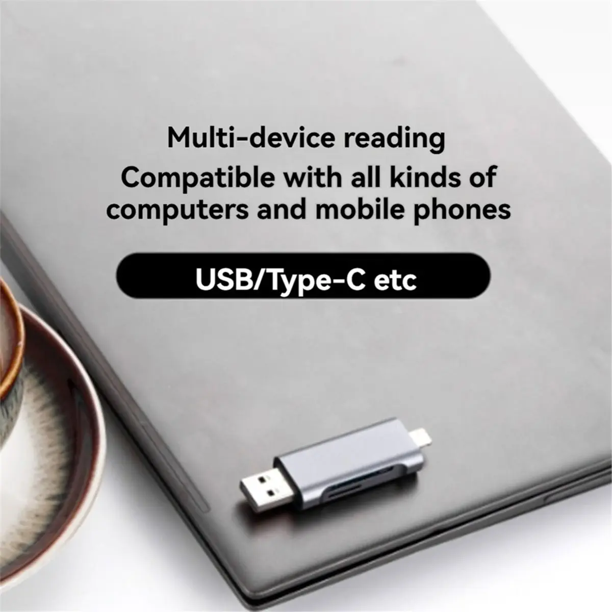 618 Mega Sale Multi-Functional Dual-Port Type-C/USB 2.0 Card Reader Supporting SD TF Memory Cards Plug & Play for Phone PC