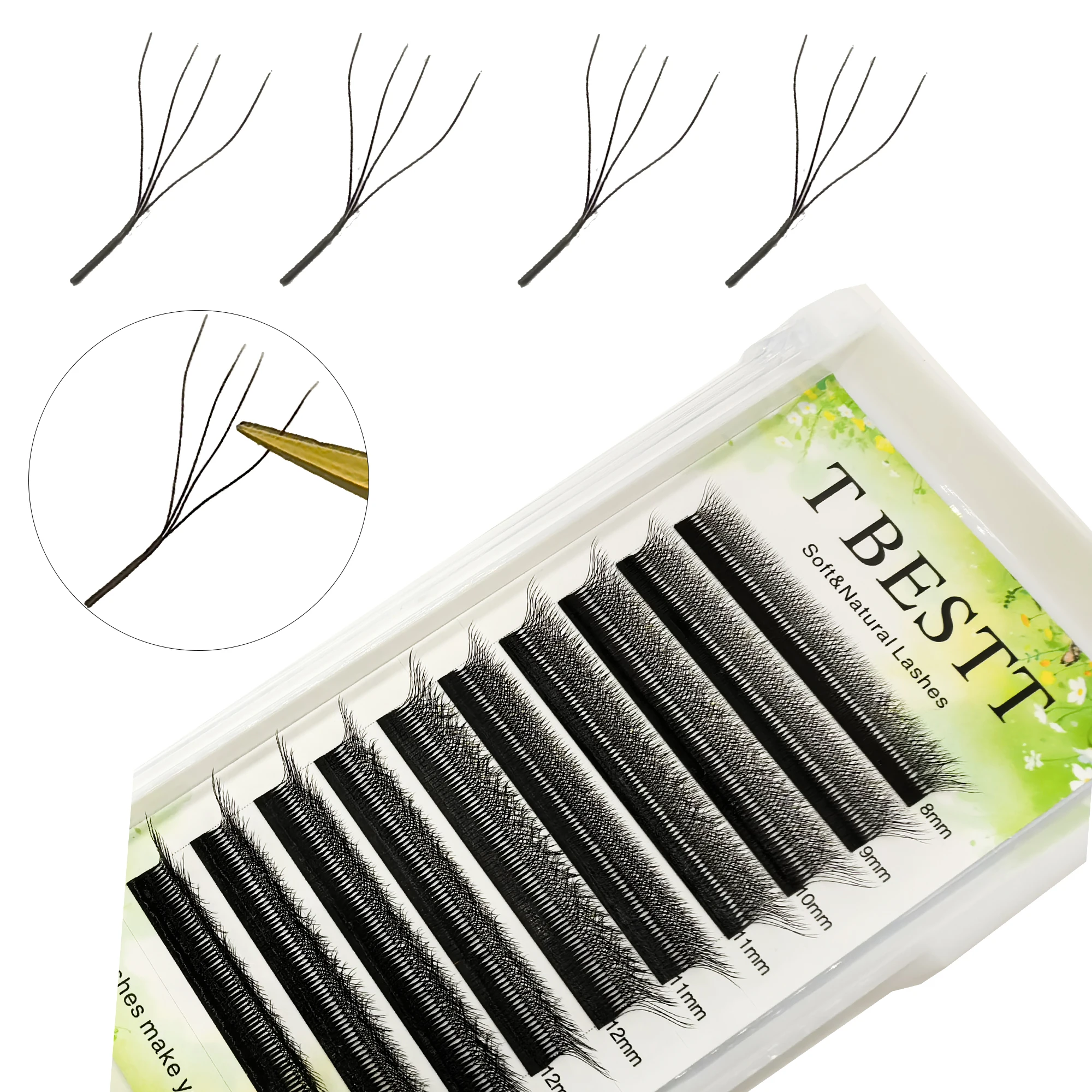 Tbestt L M Krul Wimpers Extensions Zachte 5D 6DW L M Vorm Wimpers Extensions Valse Premade Fans W Volume Wimper