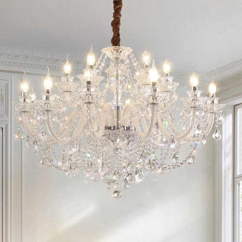 Luxury Home Crystal Chandeliers Villa Lighting for Living Room Decorate LED Ceiling Pendant Lights Indoor Hanging Lights Fixture