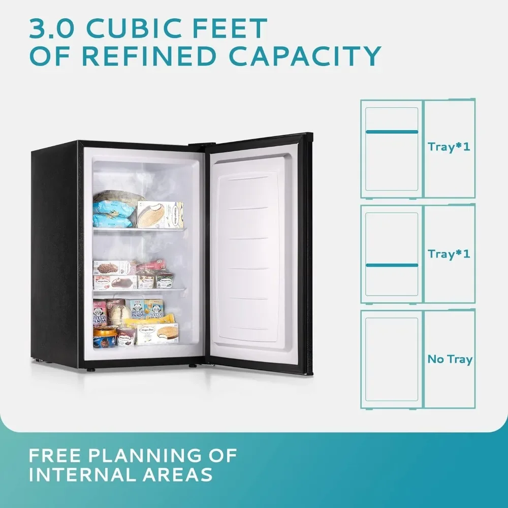 Upright freezer, 3.0 Cubic Feet, Single Door Compact Mini Freezer with Reversible Door, Small freezer for Home/Dorms