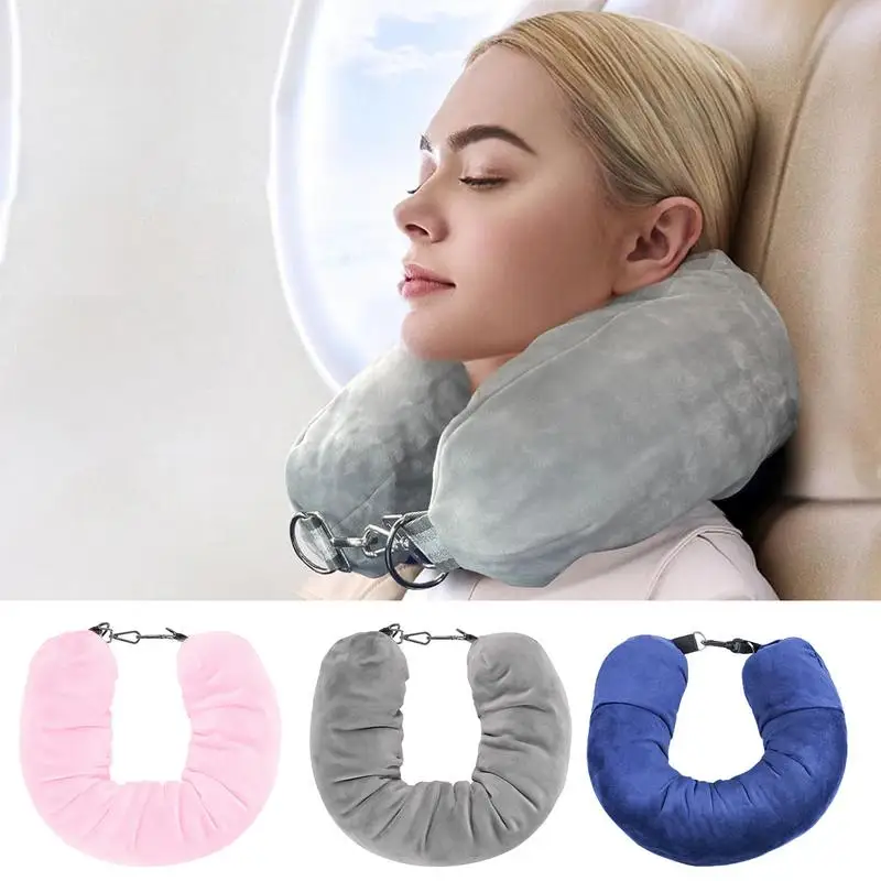 Travel Neck Pillow Storage Bag Soft Velvet Travel Pillowcase Stuffable Comfortable No Filler Portable Luggage Pillowcase Storage