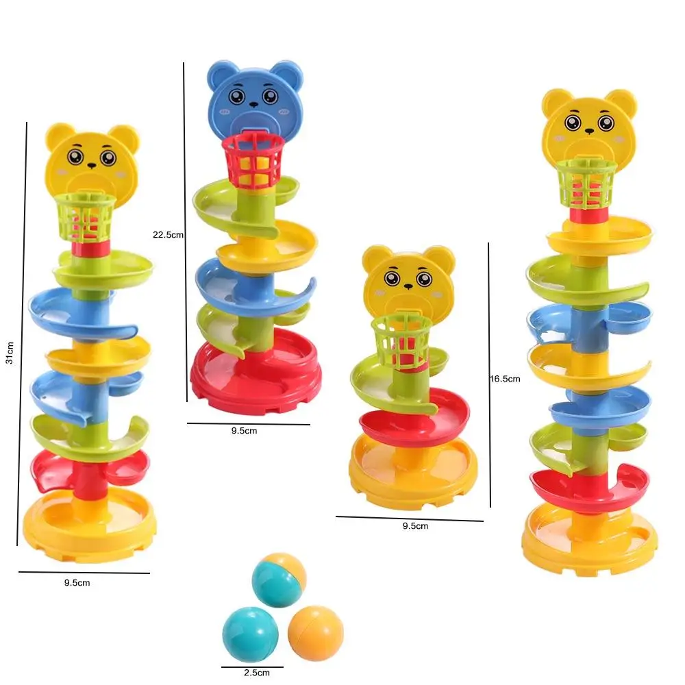 Baby Track Rolling Ball Mental Sliding Ball Tower Puzzle Track Turn Around Education Assembling Toy Gift Stacking Toy for Kids