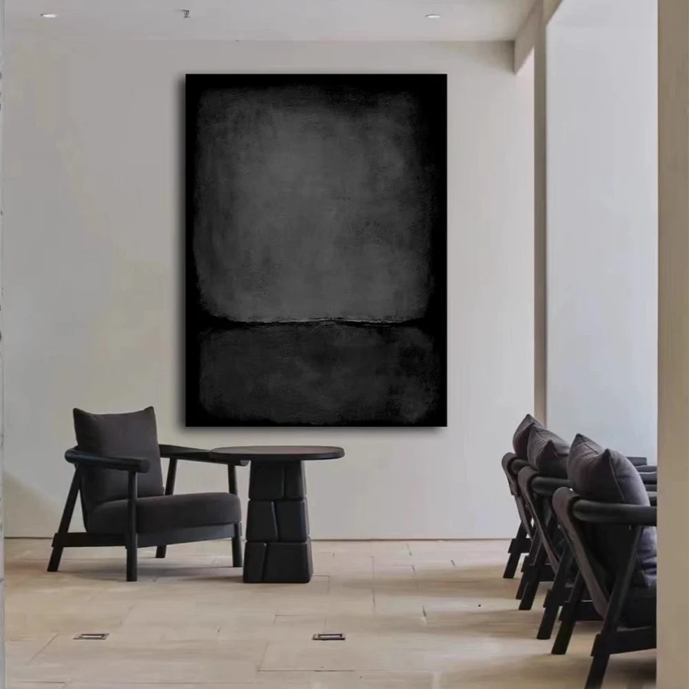 

Hand Painted Textured Abstract Minimalist Oil Painting Black And Grey Night Sky Canvas Painting Wall Art Modern Home Decoration