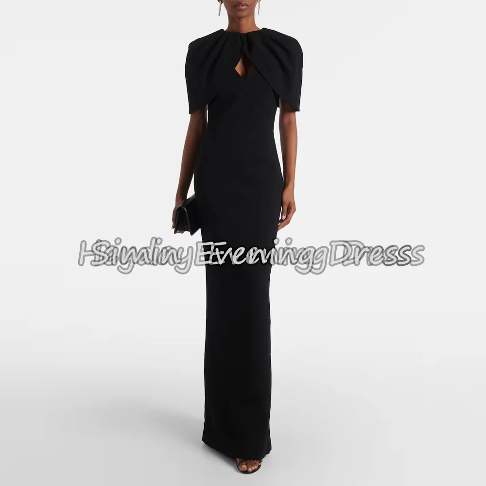 

Simin Crepe Straight O-neck Floor Length Pleats Simple Sauid Evening Dresses For Women 2025 With Slit Elegant Party Dress