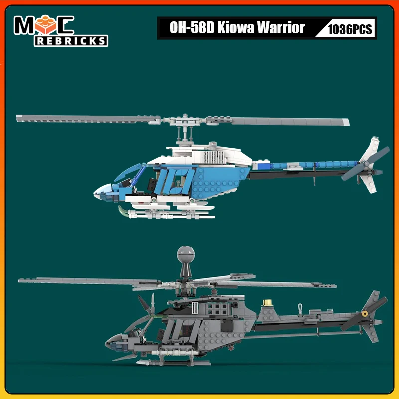 

MOC Military Series Building Block Bell-206 JetRanger New OH-58D Kiowa Warrior Model Originality Bricks Boy Toys Xmas Gifts