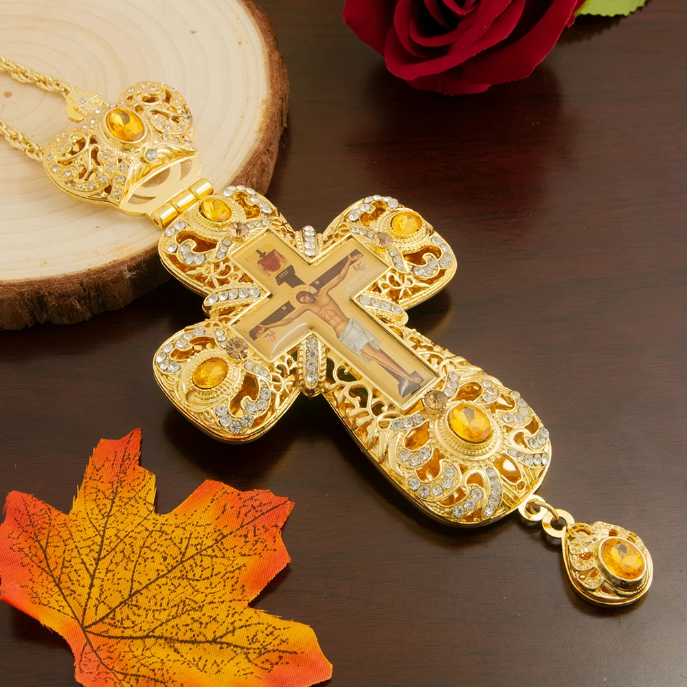Orthodox Cross Pendant Orthodox Jesus Necklace Religious Jesus Crucifix Churches Religion Gift with BoxWeddings Funerals