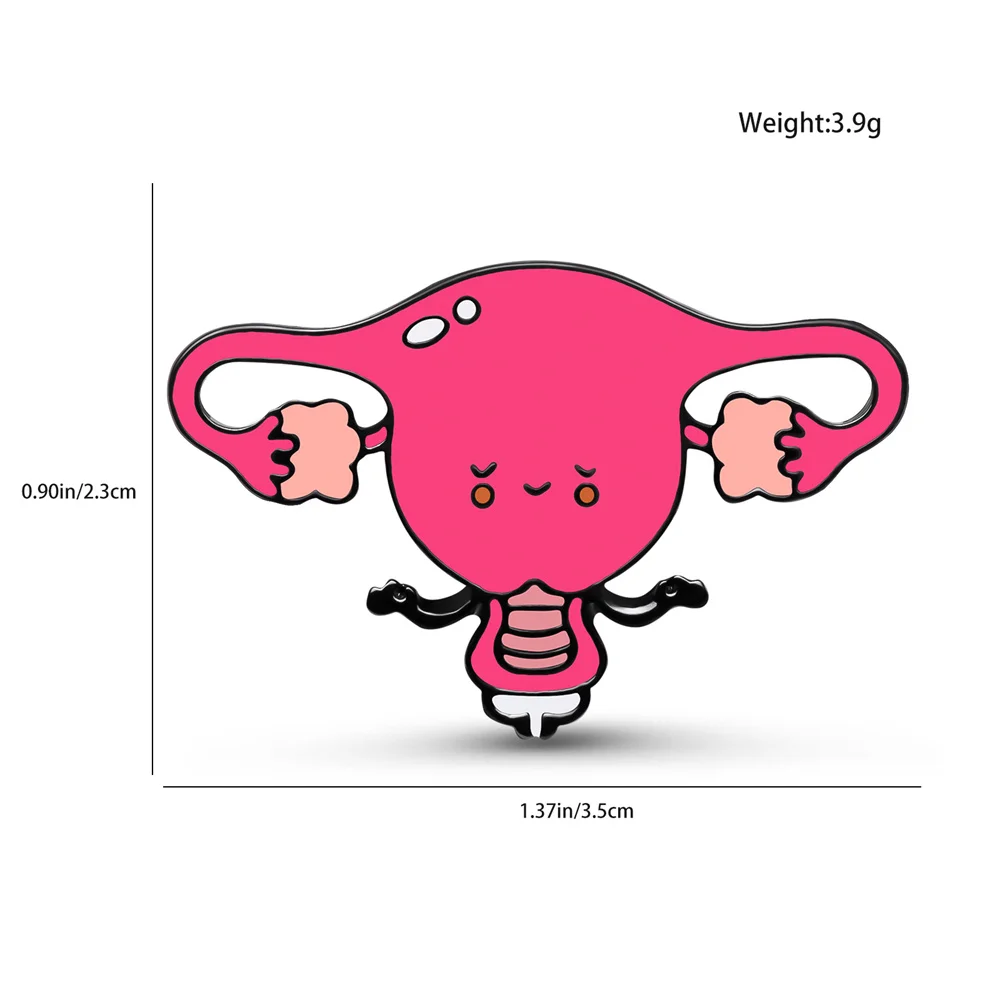 Harong Lovely Uterus Enamel Pin Fashion Funny Medical Cute Anthropomorphic Body Organs Lapel Brooch Gynecologist Jewelry