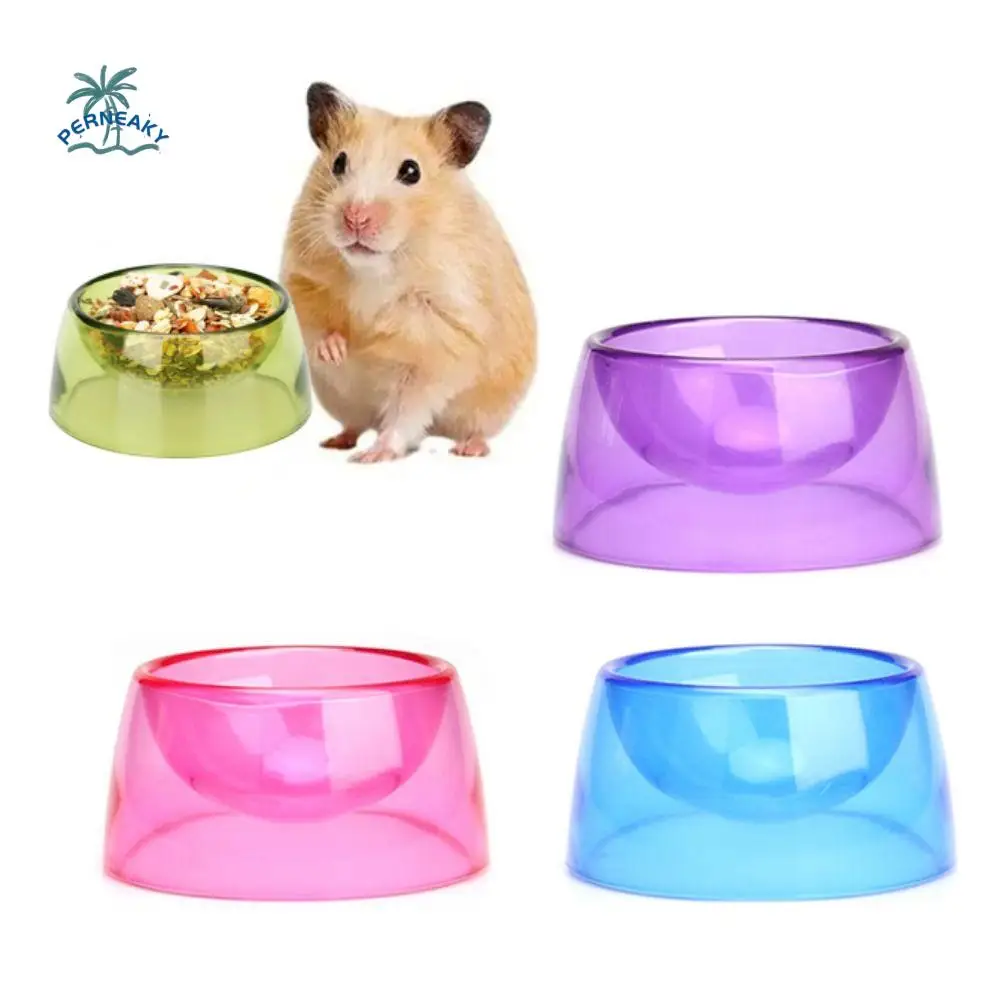 

Bite Resistant Hamster Food Basin Non-slip Plastic Hamster Water Bowl Transparent Pet Feeding Bowl For Rats Hamster Guinea Pig