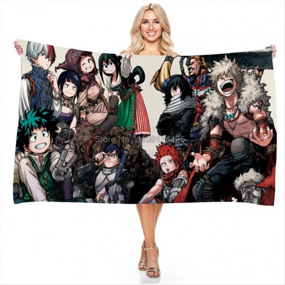 Anime Towel 3D My Hero Academy Microfiber Beach Towel Absorbent Quick Dry Swimming Bath Towel Various Character Patterns