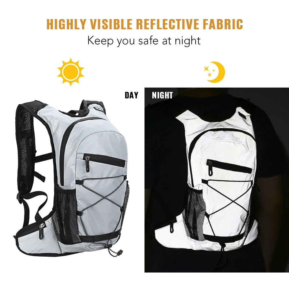 8L High Visibility Reflective Cycling Hydration Backpack Outdoor Sports Running Hiking Backpack Travel Daypack Shoulder Bag