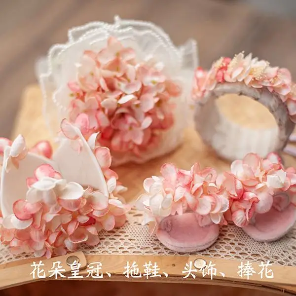 

Newborn Photography Accessories Florals Headband Crown Slipper Bouquet Flowers for Baby Girls Photo Shoot Studio Shooting Props