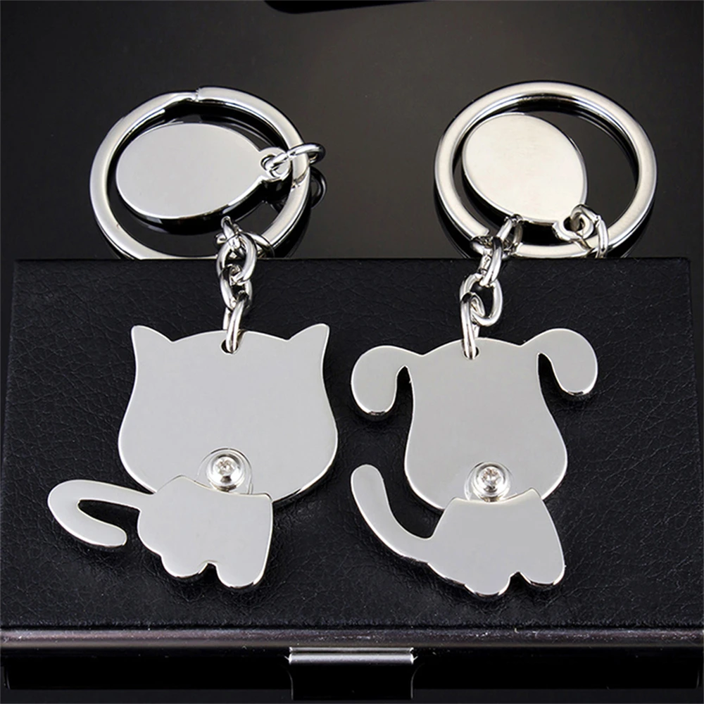 Creative 360-degree Shaking Head Dog Cat Keychain Cute Animal Key Ring Charms Pet Lovers Souvenir Bag Ornaments Accessories