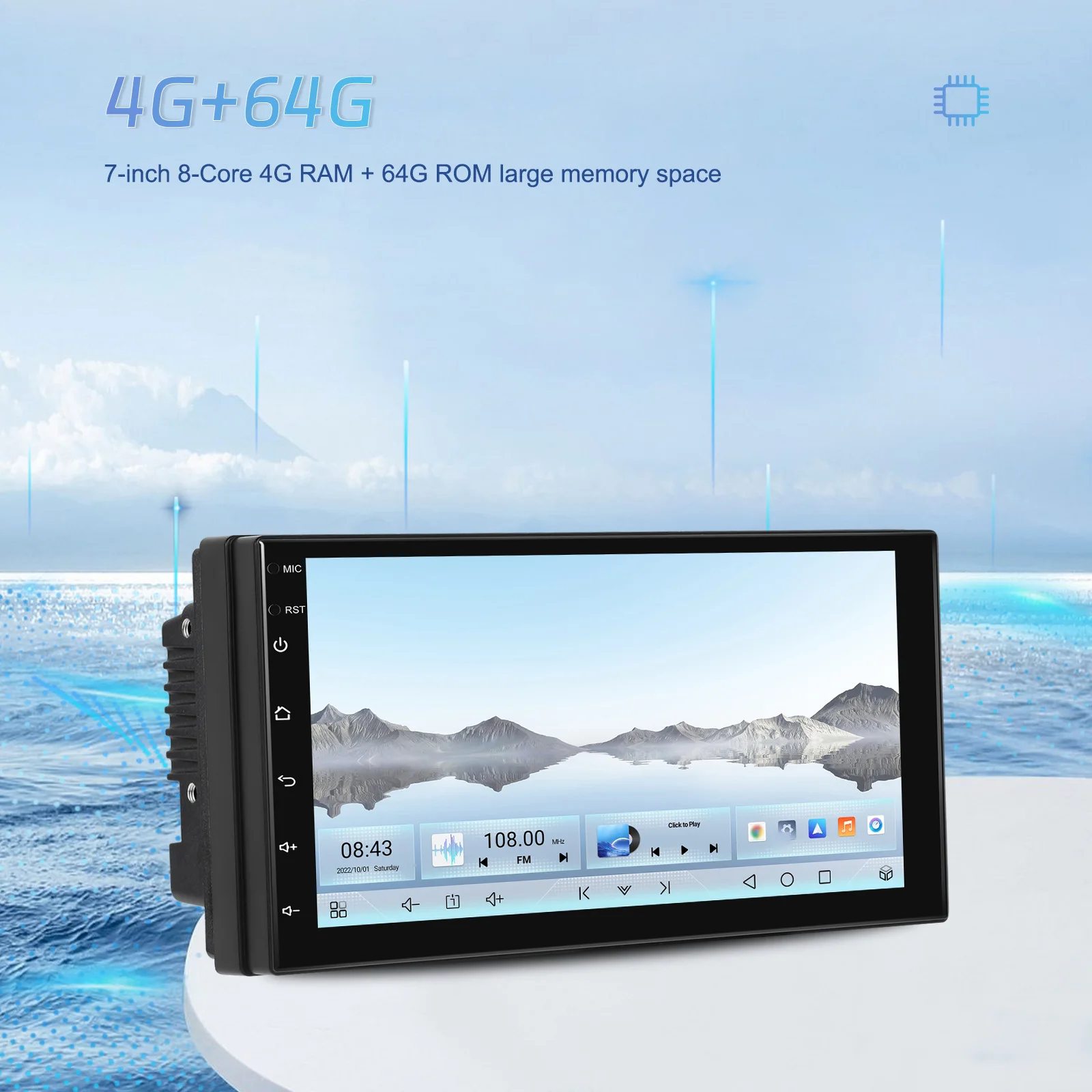 Podofo 2Din 4+64G Android Autoradio Snapdragon 8-Kern Universelles Intelligentes Autosystem Carplay Android Auto GPS WLAN Mirror Link – Detail 7