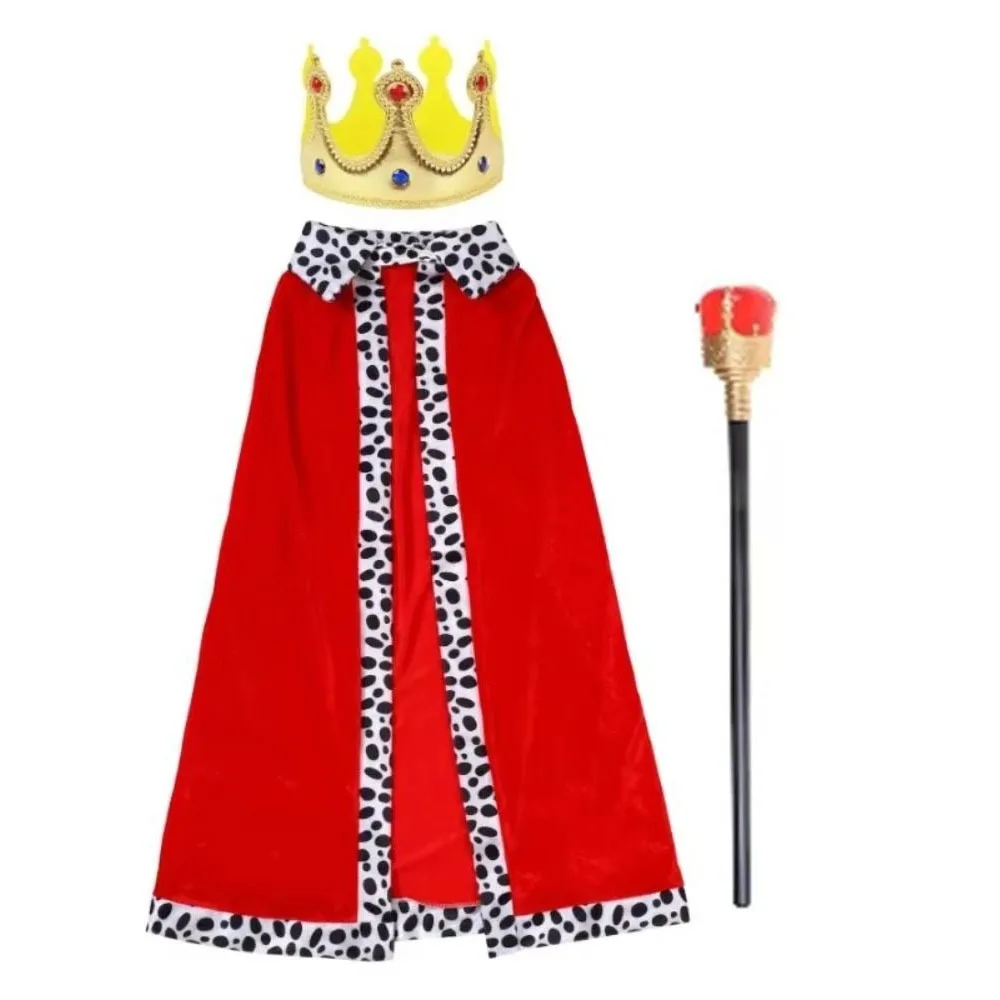 

80/90/130/150cm Halloween King Cloak Party Cosplay Costume Dress Up Adult Prince Robe Shawl Red Velvet Cosplay Dress Up