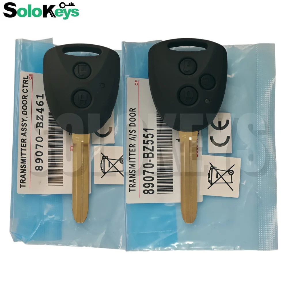 SOLOKEYS 89070-BZ551/BZ550 89070-BZ461 Chave Remota Original para TOY Raize Yaris 2023 433MHz Chip HitagAES 2/3 Botões