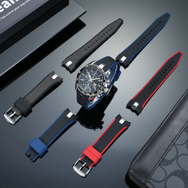 

Curved End Rubber Strap 21mm for Seiko Watch Sporura SNAE SNP SRG SUN SPC089 SSC Silicone Embedded Metal Particles Watchband