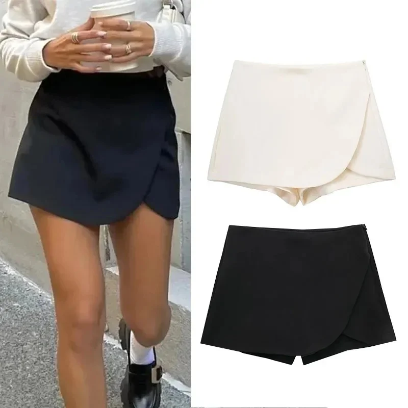 Woman Fashion High Waist Short Skirts 2024 Asymmetric Skort For Women Pink Black Mini Skirt Shorts Summer Casual Shorts